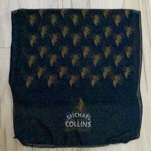 Michael Collin’s Irish Whiskey Man On Bicycle Logo Sheer Black Rectangle Scarf